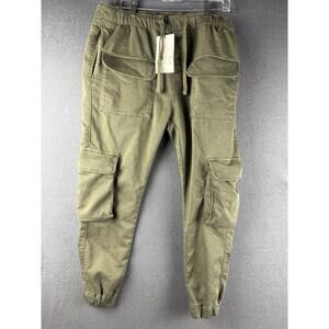 NWT Zara Mens Cargo Jogger Pants Army Green Drawstring Size L